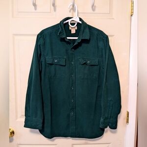 LL Bean Forrest Green Chamois Mens Med Button Down